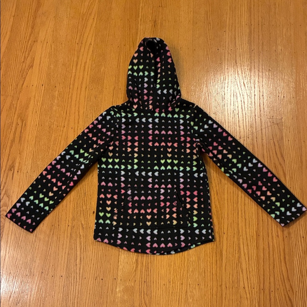 Jumping Beans Black Hoodie with Colorful Hearts
